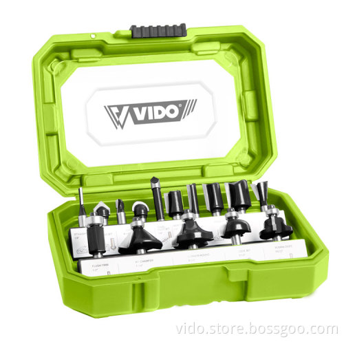 VIDO professional wood working 6.35mm 1/4 in cnc router bists set
